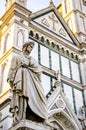 Dante Alighieri statue in Santa Croce square in Florence, Italy Royalty Free Stock Photo