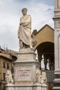 Dante Alighieri statue in Santa Croce square in Florence, Italy Royalty Free Stock Photo