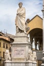 Dante Alighieri statue in Santa Croce square in Florence, Italy Royalty Free Stock Photo