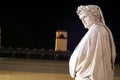 Dante Alighieri statue in Santa Croce square in Florence at night Royalty Free Stock Photo