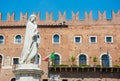 The Dante Monument was erected in Signoria Square in 1865, Verona, Italy