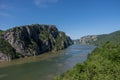 Danube border between Romania and Serbia. Landscape in the Danube Gorges Royalty Free Stock Photo