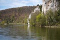 Danube breakthrough from Kelheim to Weltenburg monastery with rocks Royalty Free Stock Photo