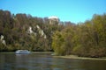 Danube breakthrough from Kelheim to Weltenburg monastery with rocks Royalty Free Stock Photo