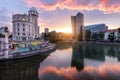 The Danube Canal in Vienna at Night, Vienna, Austria Royalty Free Stock Photo