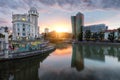 The Danube Canal in Vienna at Night, Vienna, Austria Royalty Free Stock Photo