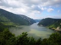 Danube canyon between Serbia and Romania - Kazan Gorge - Cazanele Dunarii. Royalty Free Stock Photo