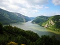 Danube canyon between Serbia and Romania - Kazan Gorge - Cazanele Dunarii. Royalty Free Stock Photo