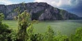 Danube canyon between Serbia and Romania - Kazan Gorge - Cazanele Dunarii. Royalty Free Stock Photo