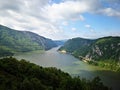 Danube canyon between Serbia and Romania - Kazan Gorge - Cazanele Dunarii. Royalty Free Stock Photo