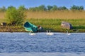 Danube River - landmark attraction in Romania. Landscape from the natural reserve of the Danube Delta Royalty Free Stock Photo