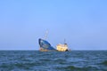 Danube Delta in Romania over sank ship, the shipwreck Turgut S in Sulina