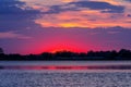 Danube Delta sunset with beautiful purple colours