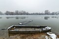 Danube island ÃÂ odroÃÂ¡ near Novi Sad, Serbia. Colorful landscape with swans and beautiful frozen river. Royalty Free Stock Photo