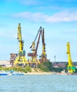 Danube river industrial cargo port Royalty Free Stock Photo