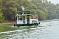 Boat in the Danube Delta seen from the Danube River. Romania