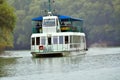 Boat in the Danube Delta seen from the Danube River. Romania