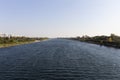 Danube river in Vienna, Austria near the Donau city and Danube Island Royalty Free Stock Photo