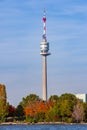 Danube tower Donauturm in autumn, Vienna, Austria