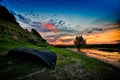 Danubian delta landscape at sunset/sunrise Royalty Free Stock Photo