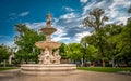 Danubius Fountain near the ferris wheel in Elisabeth Square. Budapest Royalty Free Stock Photo