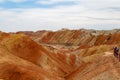 Danxia Feng, or Colored Rainbow Mountains, in Zhangye, Gansu, China