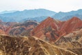 Danxia landform in Zhangye, China. Danxia landform is formed from red sandstones