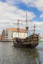 Danzig, Poland - July 7 2016: An old cruise ship on River Royalty Free Stock Photo