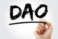 DAO - Data Access Object acronym with marker, technology concept background Royalty Free Stock Photo