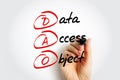 DAO - Data Access Object is a pattern that provides an abstract interface to some type of database or other persistence mechanism Royalty Free Stock Photo