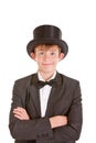 Dapper confident young boy in a top hat Royalty Free Stock Photo