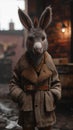 Dapper donkey strides through city streets in tailored elegance, embodying street style