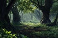 Dappled Ancient forest sun light. Generate Ai