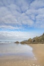 Dappled autumn sunshine on Cornwall beach Royalty Free Stock Photo