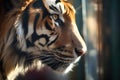 dappled light on the face of a stalking tiger Royalty Free Stock Photo