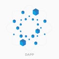 Dapps isometric flat vector icon concept. Decentralized Application on blockchain technology. Fintech Open-source software