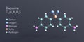 dapsone molecule 3d rendering, flat molecular structure with chemical formula and atoms color coding