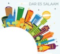 Dar Es Salaam Tanzania City Skyline with Color Buildings, Blue Sky and Copy Space Royalty Free Stock Photo