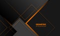 Dark grey business elegance abstract geometric background with orange lines.