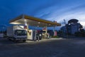 Daraga, Albay, Philippines. A Shell Gasoline Station along the highway at dawn Royalty Free Stock Photo