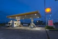 Daraga, Albay, Philippines. A Shell Gasoline Station along the highway at dawn Royalty Free Stock Photo