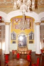 The darbar hall ornaments and furniture in the palace of bangalore.