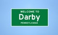 Darby, Pennsylvania city limit sign. Town sign from the USA.