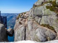 Norway - Stunning Kjerag hanging above the fjord Royalty Free Stock Photo