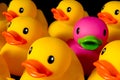 Dare to be different - rubber ducks on black Royalty Free Stock Photo