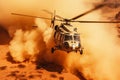 Daredevil mission, Military chopper crosses blazing desert fire and smoke