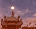 Dargon statue on Shrine roof ,dragon statue on china temple roof as asian art Royalty Free Stock Photo