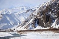 The Dariali Gorge in winter Royalty Free Stock Photo