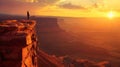 Man standing on the edge of Canyonlands. Royalty Free Stock Photo