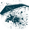 daring hang glider pilot soaring through the sky in a grunge ink illustration Royalty Free Stock Photo